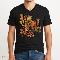 Monarch Butterfly Colourful Butterfly V-Neck T-Shirt thumb 2