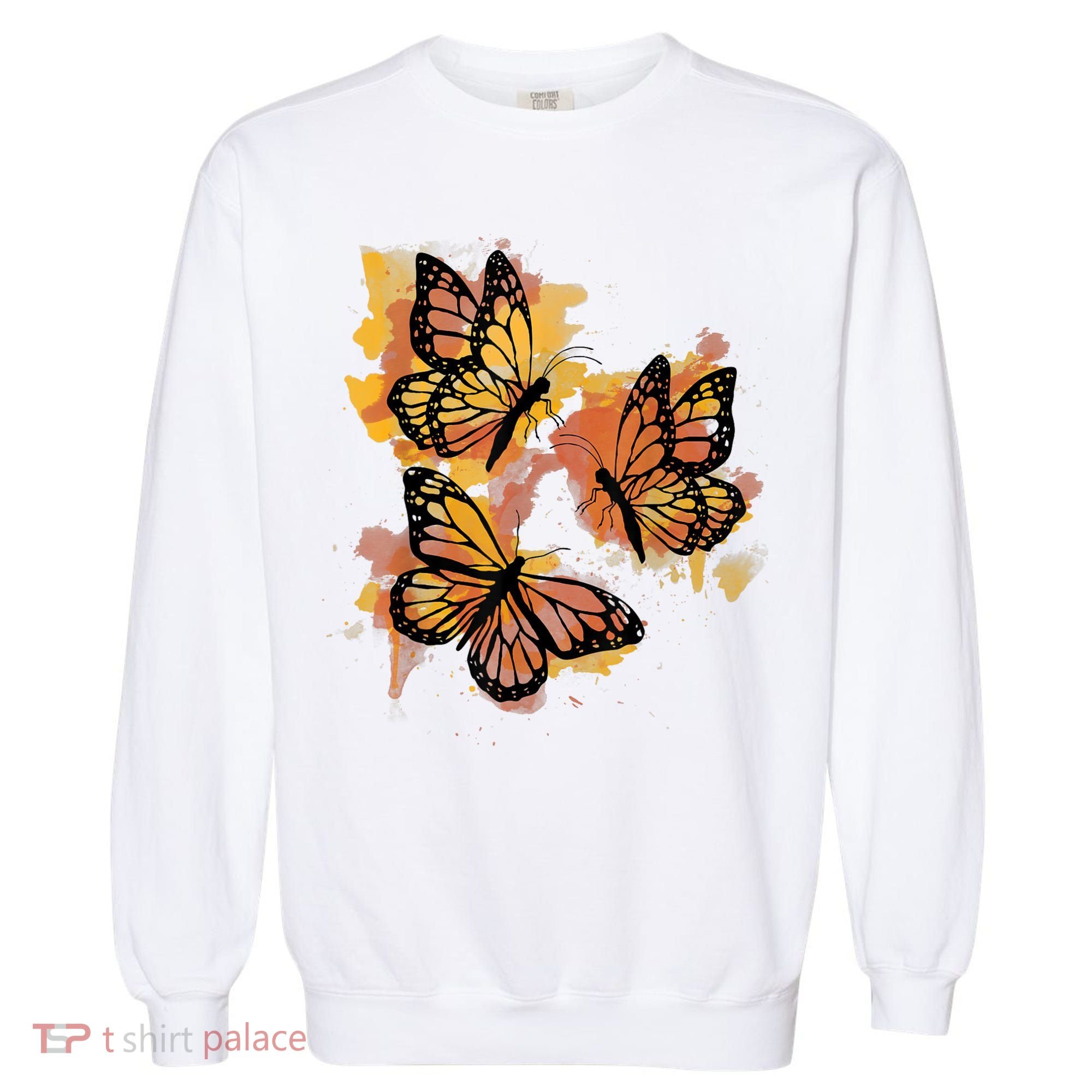 Monarch Butterfly Colourful Butterfly Garment-Dyed Sweatshirt