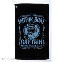 Motor Boat Captain Funny Pontoon Boating Boatin Lake Golf Towel thumb 0