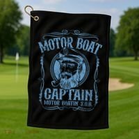 Motor Boat Captain Funny Pontoon Boating Boatin Lake Golf Towel thumb 1