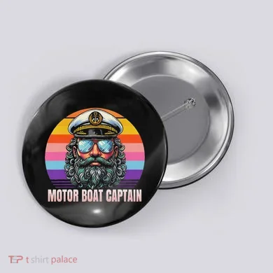 Motor Boat Captain Funny Button