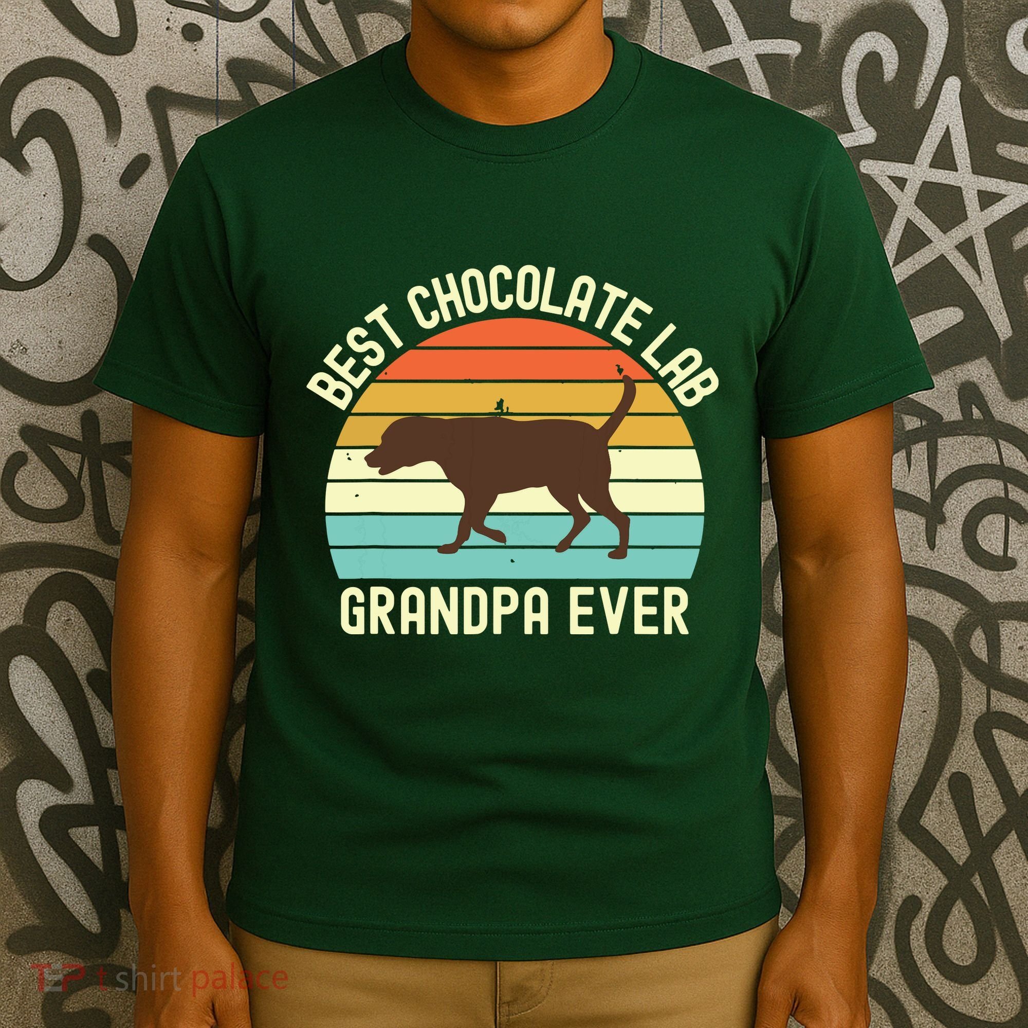Men Best Chocolate Lab Grandpa Ever Labrador Retriever Vintage T-Shirt