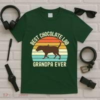 Men Best Chocolate Lab Grandpa Ever Labrador Retriever Vintage T-Shirt thumb 5
