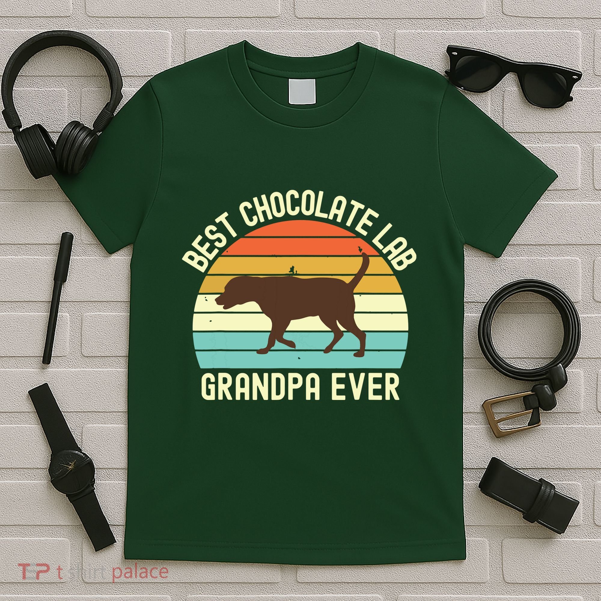 Men Best Chocolate Lab Grandpa Ever Labrador Retriever Vintage T-Shirt
