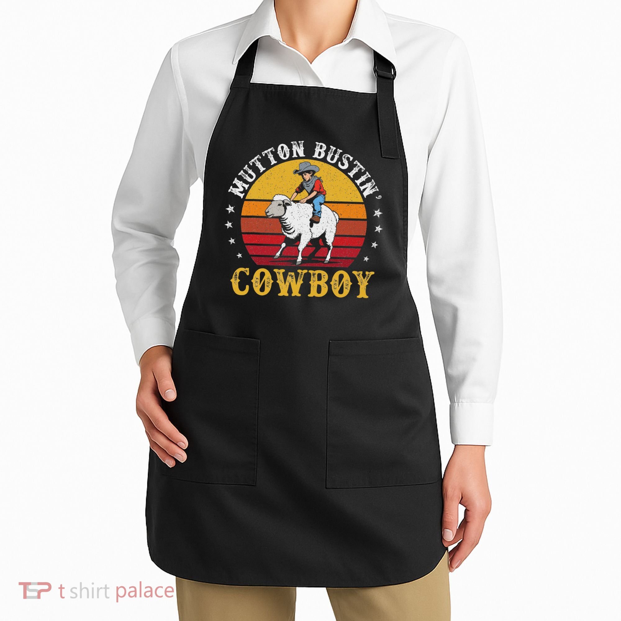 Mutton Busting Cowboy Riding Mutton Buster Rodeo Apron