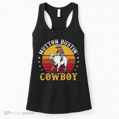 Mutton Busting Cowboy Riding Mutton Buster Rodeo Women's Tank Top