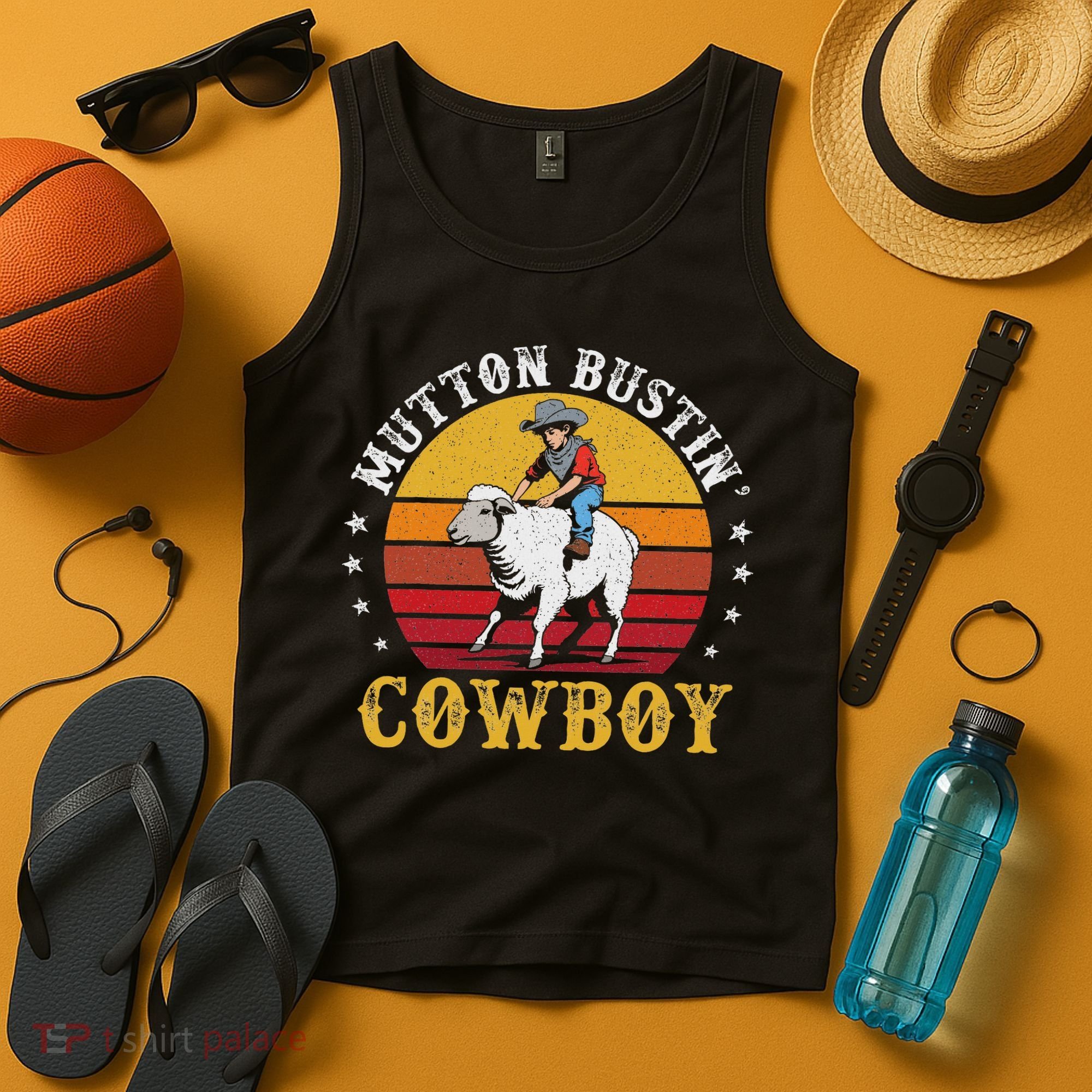 Mutton Busting Cowboy Riding Mutton Buster Rodeo Tank Top
