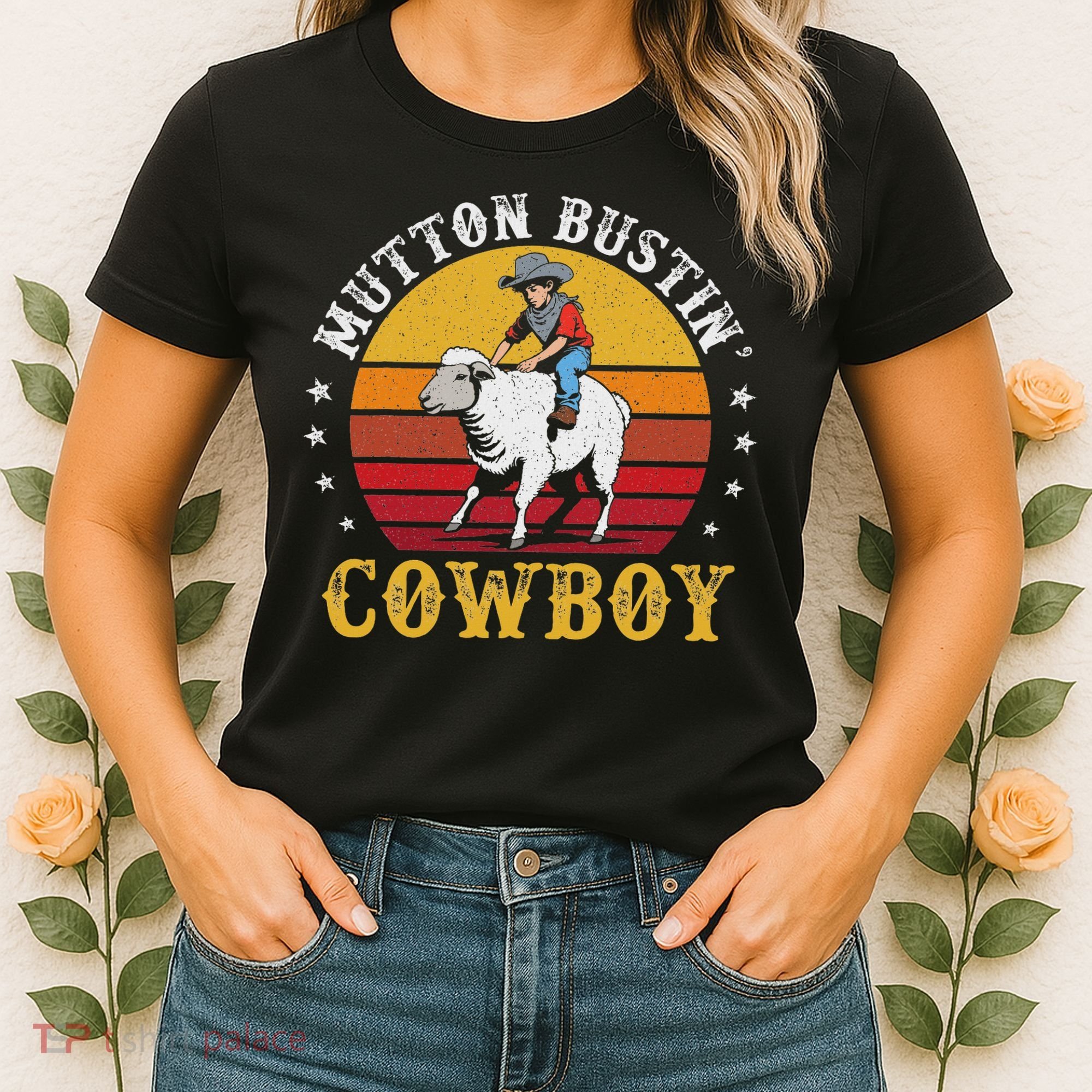 Mutton Busting Cowboy Riding Mutton Buster Rodeo Women's T-Shirt