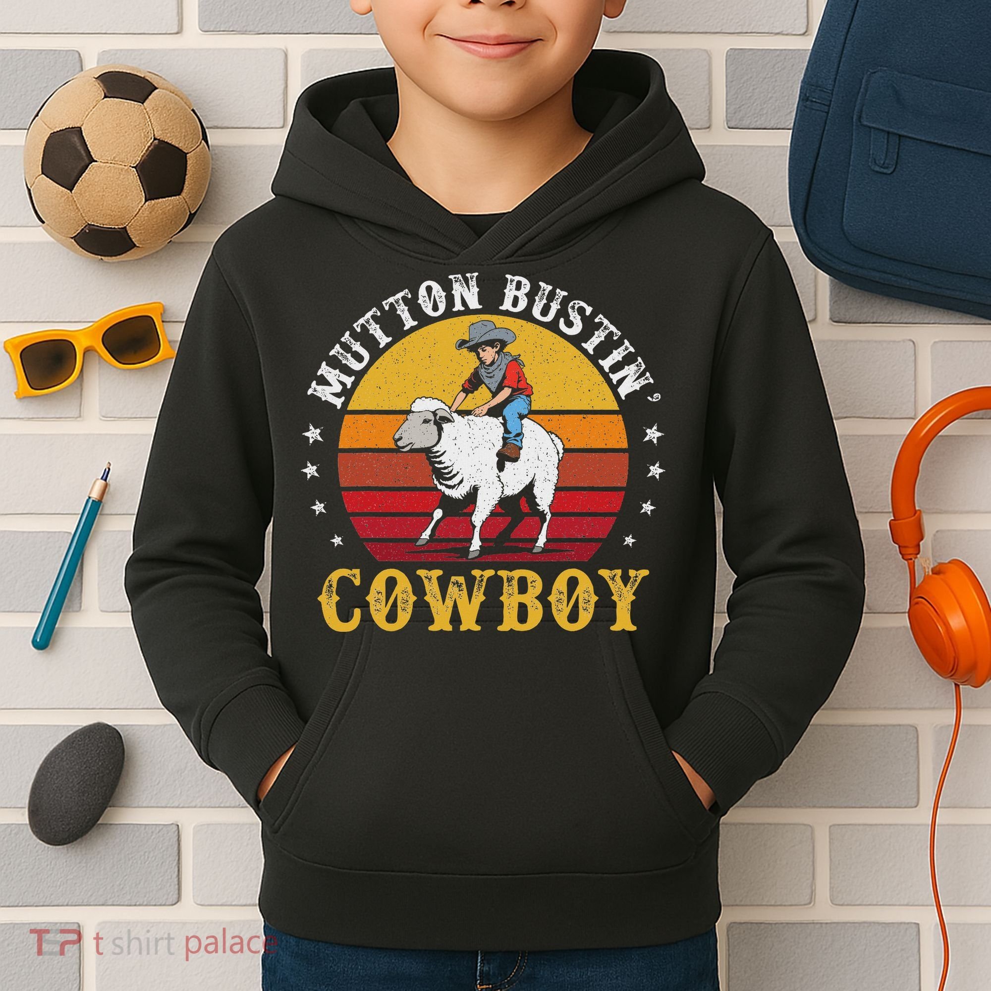 Mutton Busting Cowboy Riding Mutton Buster Rodeo Kids Hoodie