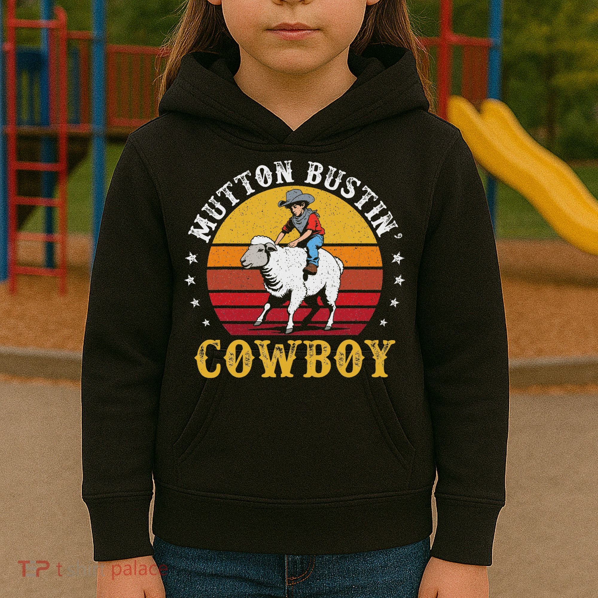 Mutton Busting Cowboy Riding Mutton Buster Rodeo Kids Hoodie