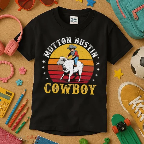 Mutton Busting Cowboy Riding Mutton Buster Rodeo Kids T-Shirt