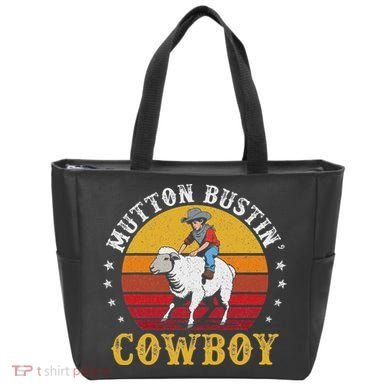 Mutton Busting Cowboy Riding Mutton Buster Rodeo Tote Bag