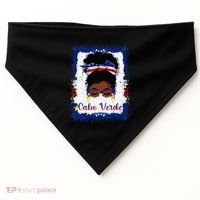 Messy Bun Cape Verdean Cabo Verde Flag Woman Girl USA-Made Doggie Bandana thumb 0