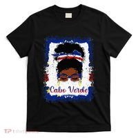Messy Bun Cape Verdean Cabo Verde Flag Woman Girl T-Shirt thumb 0