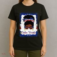 Messy Bun Cape Verdean Cabo Verde Flag Woman Girl T-Shirt thumb 4