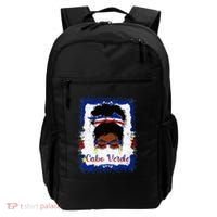 Messy Bun Cape Verdean Cabo Verde Flag Woman Girl Backpack thumb 0