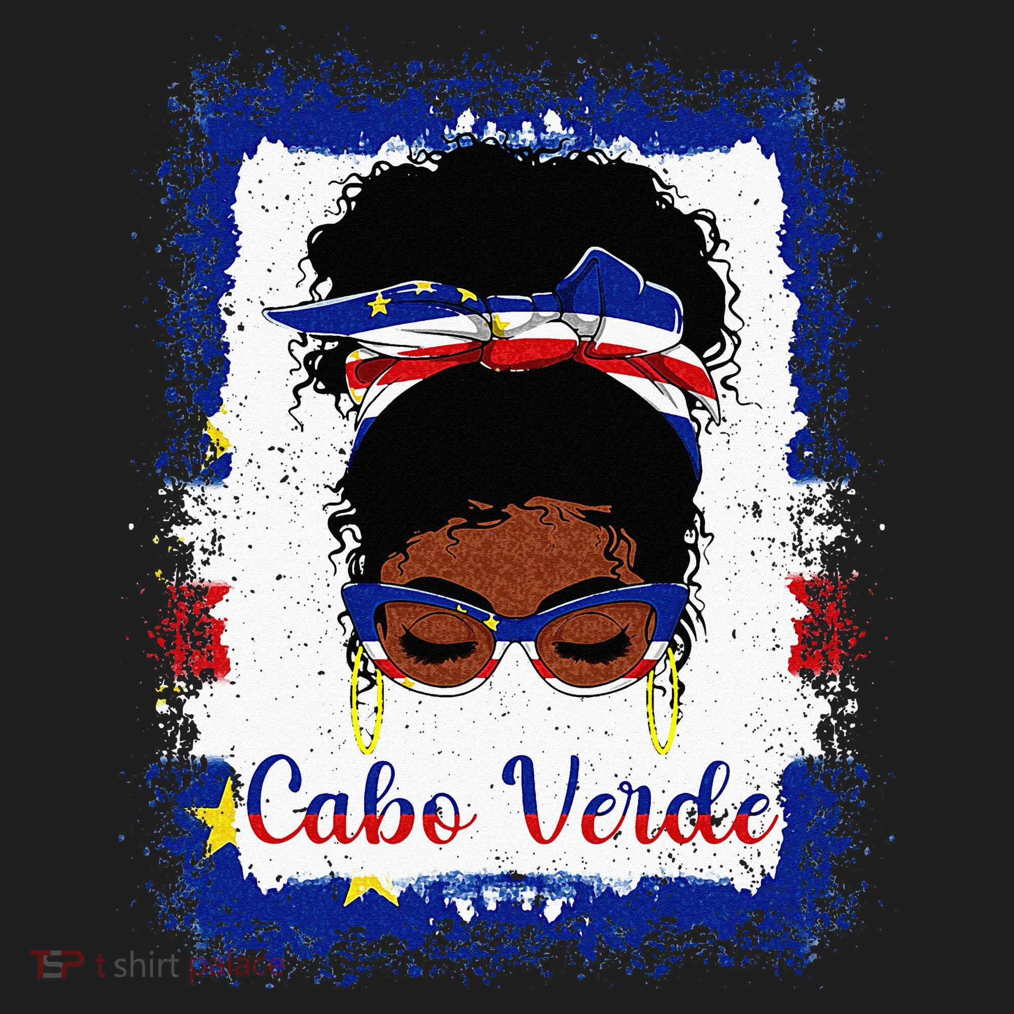 Messy Bun Cape Verdean Cabo Verde Flag Woman Girl Beanie