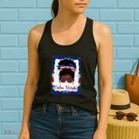 Messy Bun Cape Verdean Cabo Verde Flag Woman Girl Women's Tank Top thumb 2