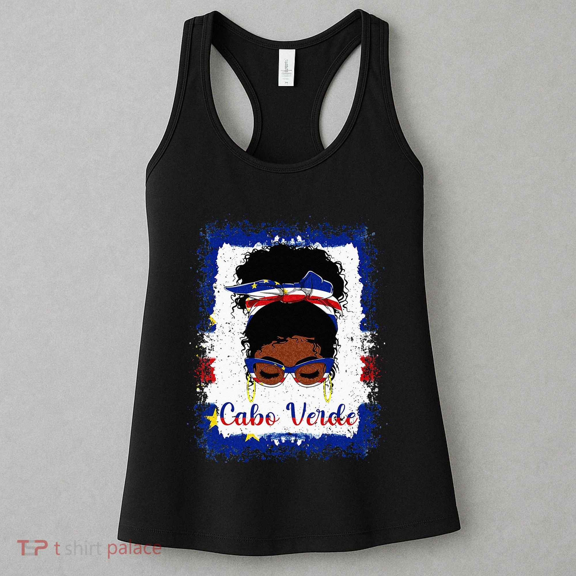 Messy Bun Cape Verdean Cabo Verde Flag Woman Girl Women's Tank Top