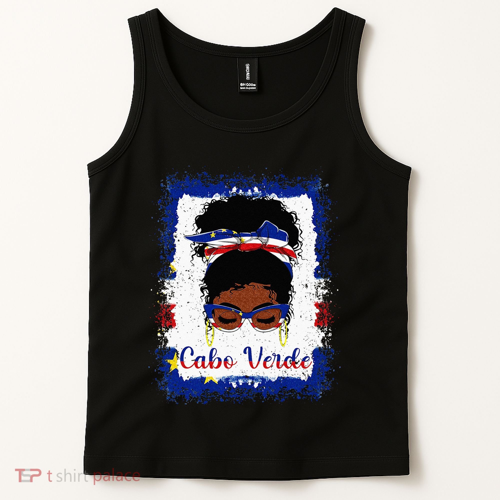Messy Bun Cape Verdean Cabo Verde Flag Woman Girl Tank Top