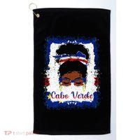 Messy Bun Cape Verdean Cabo Verde Flag Woman Girl Golf Towel thumb 0