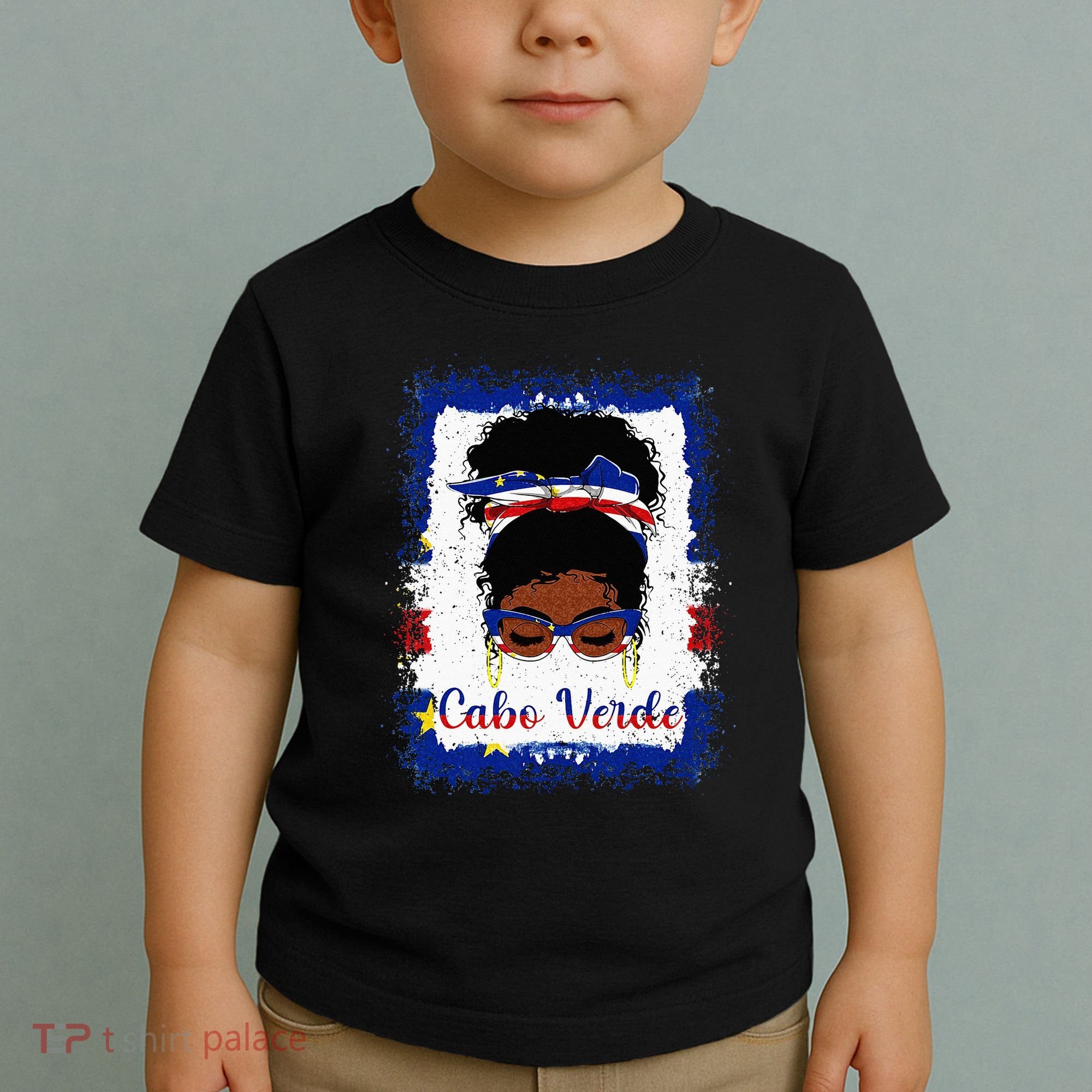 Messy Bun Cape Verdean Cabo Verde Flag Woman Girl Toddler T-Shirt