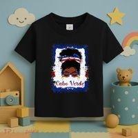 Messy Bun Cape Verdean Cabo Verde Flag Woman Girl Toddler T-Shirt thumb 3