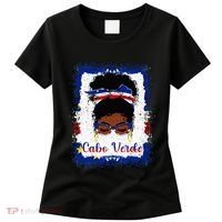 Messy Bun Cape Verdean Cabo Verde Flag Woman Girl Women's T-Shirt thumb 0