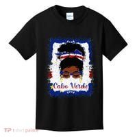 Messy Bun Cape Verdean Cabo Verde Flag Woman Girl Kids T-Shirt thumb 0