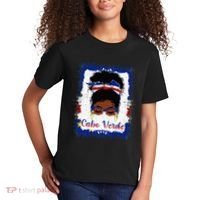 Messy Bun Cape Verdean Cabo Verde Flag Woman Girl Kids T-Shirt thumb 2