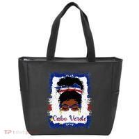 Messy Bun Cape Verdean Cabo Verde Flag Woman Girl Tote Bag thumb 0