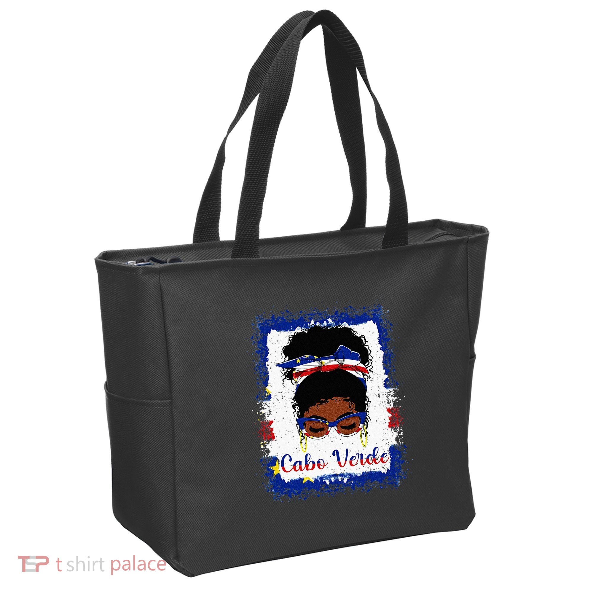 Messy Bun Cape Verdean Cabo Verde Flag Woman Girl Tote Bag
