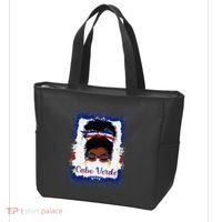 Messy Bun Cape Verdean Cabo Verde Flag Woman Girl Tote Bag thumb 3