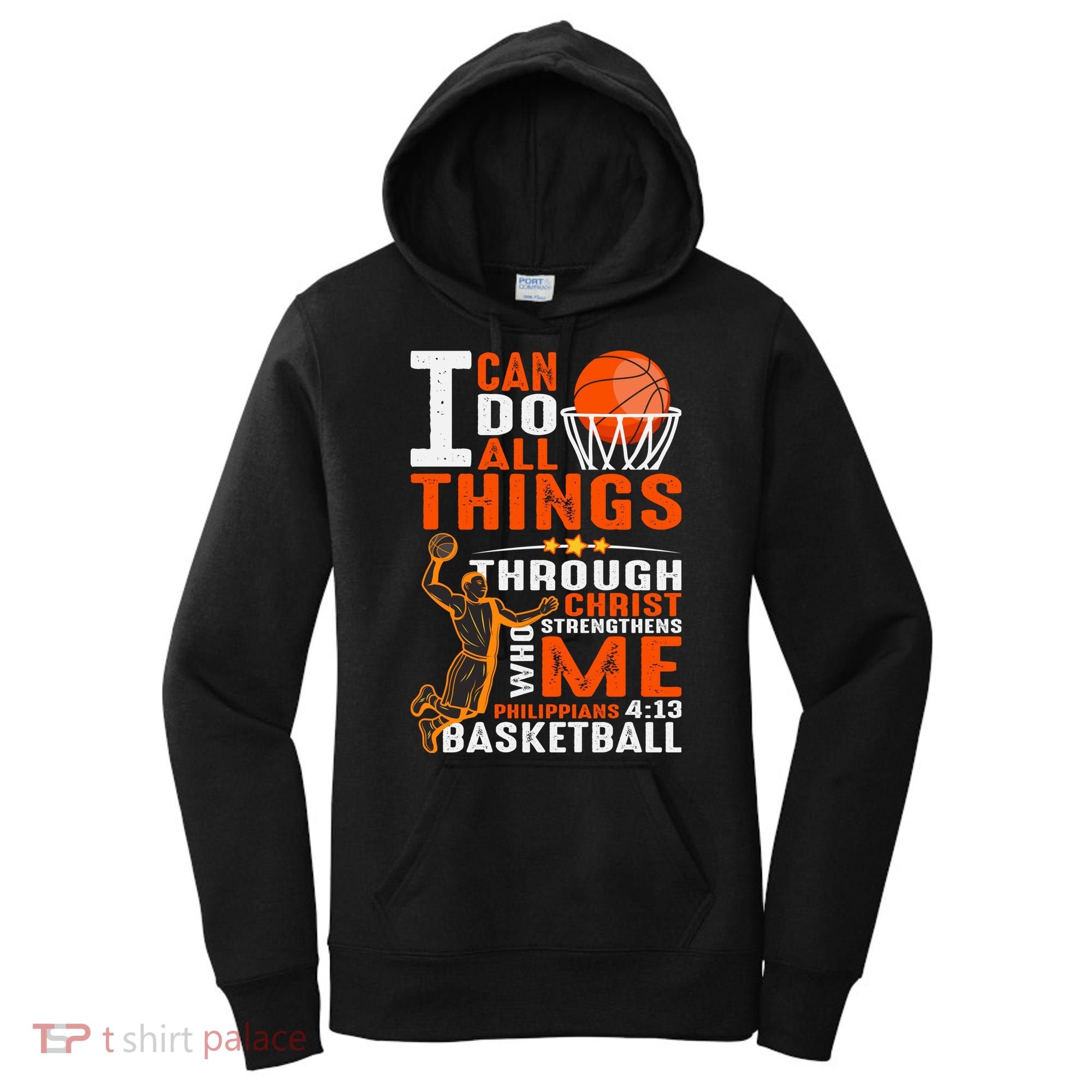 Motivational Basketball Christianity Quote Christian Basketball Bible Verse Women's Hoodie