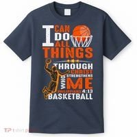 Motivational Basketball Christianity Quote Christian Basketball Bible Verse T-Shirt thumb 0