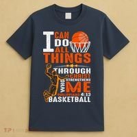 Motivational Basketball Christianity Quote Christian Basketball Bible Verse T-Shirt thumb 4