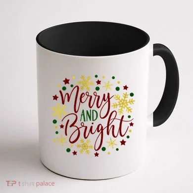 Merry & Bright Christmas Patterns Coffee Mug back