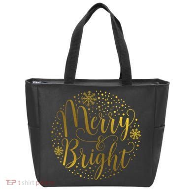 Merry & Bright Christmas Patterns Tote Bag