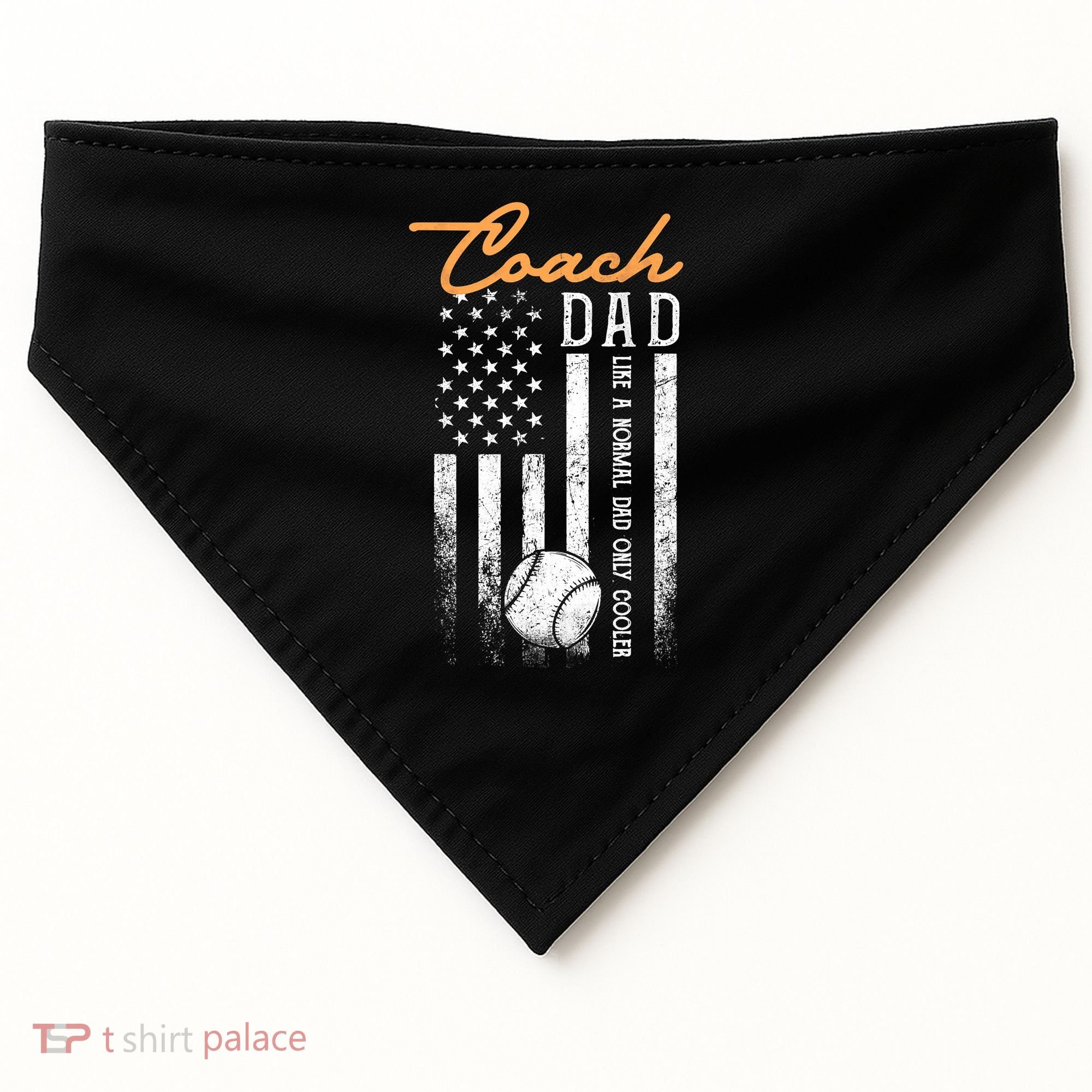 Mens Baseball Coach Dad Like A Normal Dad Only Cooler USA Flag USA-Made Doggie Bandana