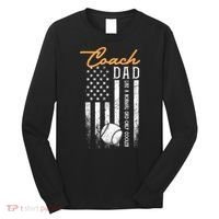 Mens Baseball Coach Dad Like A Normal Dad Only Cooler USA Flag Long Sleeve Shirt thumb 0