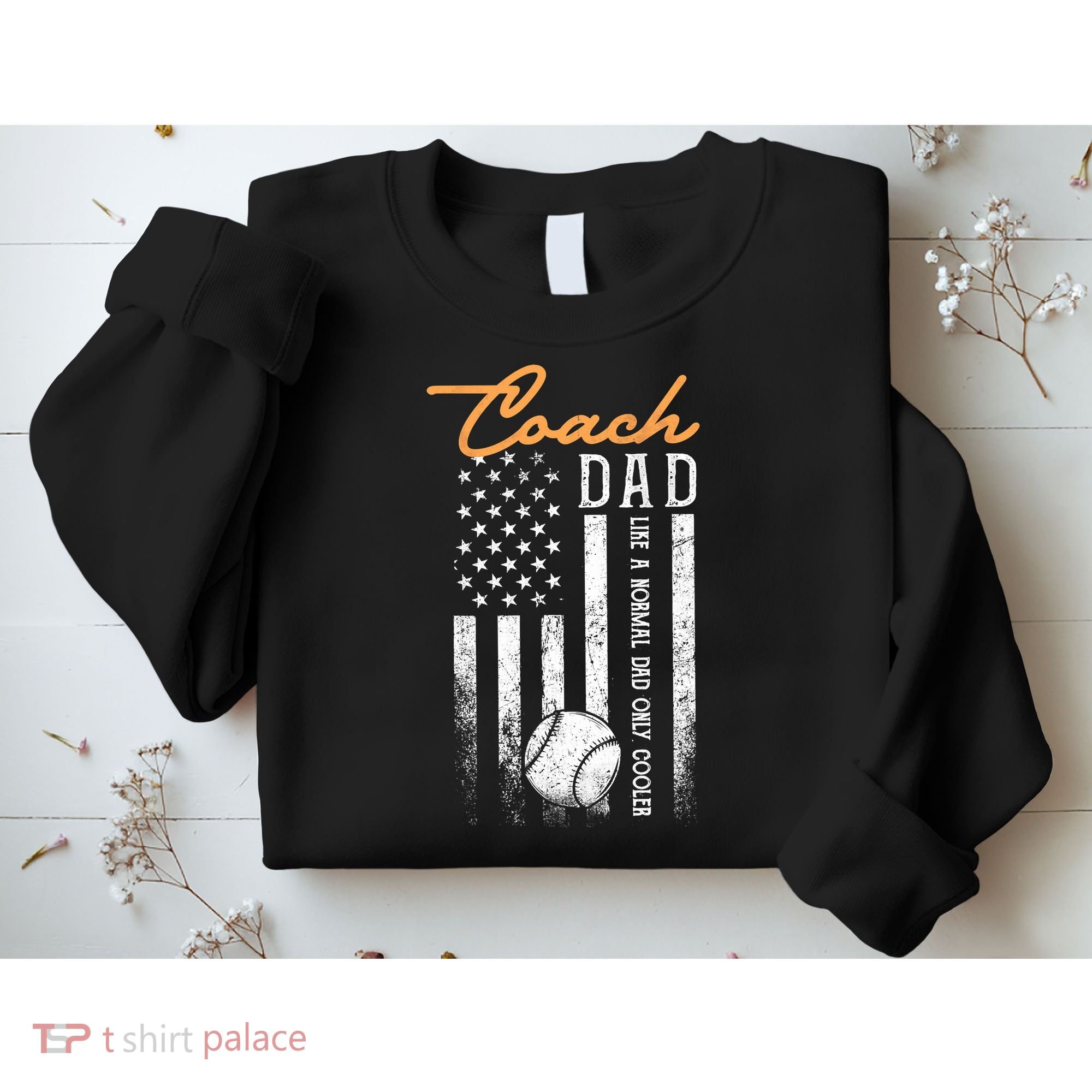 Mens Baseball Coach Dad Like A Normal Dad Only Cooler USA Flag Sweatshirt