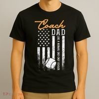 Mens Baseball Coach Dad Like A Normal Dad Only Cooler USA Flag T-Shirt thumb 3