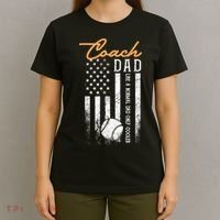 Mens Baseball Coach Dad Like A Normal Dad Only Cooler USA Flag T-Shirt thumb 4