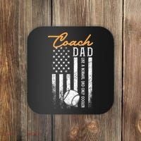 Mens Baseball Coach Dad Like A Normal Dad Only Cooler USA Flag Coaster thumb 0