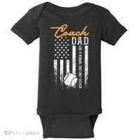 Mens Baseball Coach Dad Like A Normal Dad Only Cooler USA Flag Baby Bodysuit thumb 0