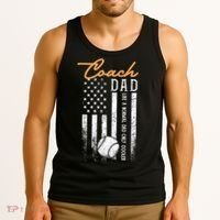 Mens Baseball Coach Dad Like A Normal Dad Only Cooler USA Flag Tank Top thumb 3
