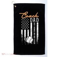 Mens Baseball Coach Dad Like A Normal Dad Only Cooler USA Flag Golf Towel thumb 0