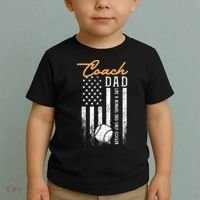 Mens Baseball Coach Dad Like A Normal Dad Only Cooler USA Flag Toddler T-Shirt thumb 2