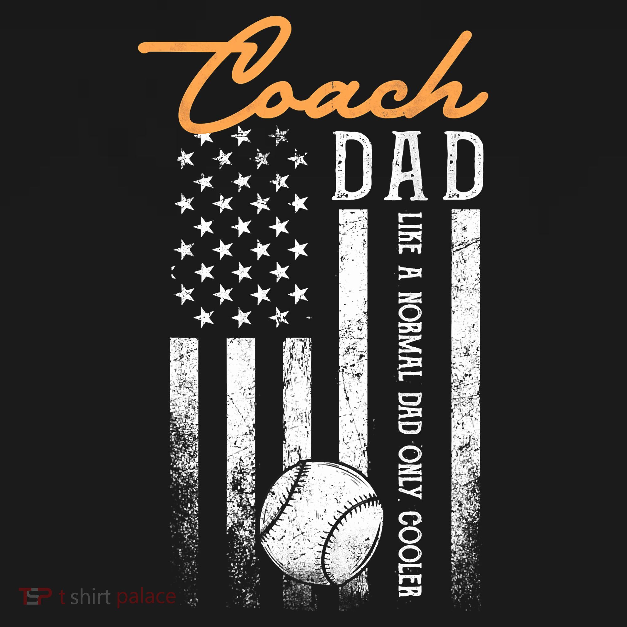 Mens Baseball Coach Dad Like A Normal Dad Only Cooler USA Flag Women's Long Sleeve Shirt