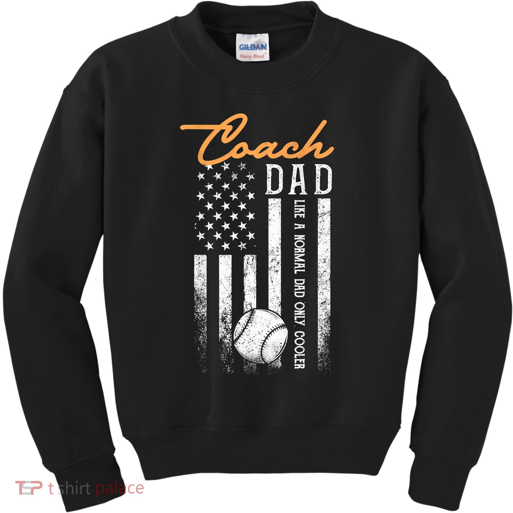 Mens Baseball Coach Dad Like A Normal Dad Only Cooler USA Flag Kids Sweatshirt